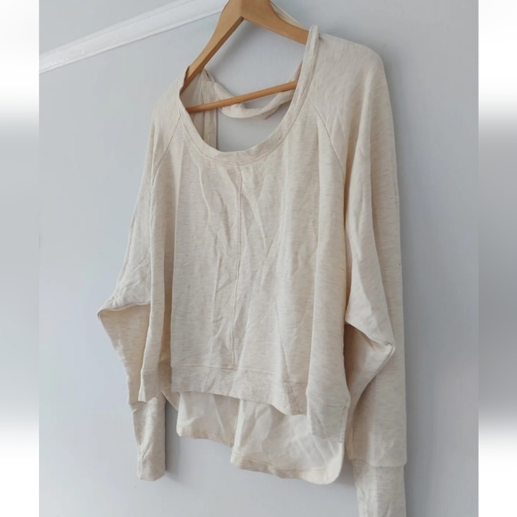Anthropologie Daily Practice Light Sand Arvon Open Back Sweatshirt New - Picture 5 of 6